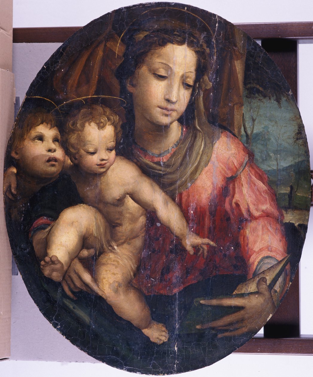 Madonna och barn med Johannes Döparen, 1546-55 (olja på furu) av Italian School