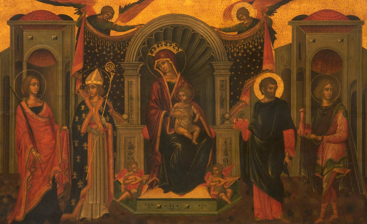 Madonna och barn med heliga, ca 1600 av Italian School