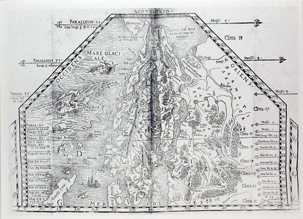 Karta över Skandinavien, från en atlas av Olaus Magnus av Italian School