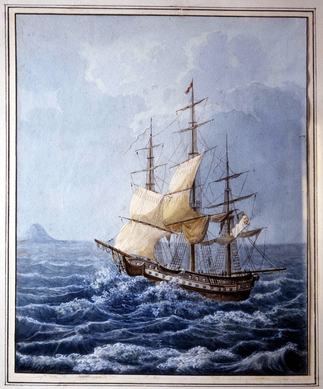 Marie Louise av Parma ombord på en segelbåt som tar henne till Neapel den 10/07/1824, målning av B. Boccaccio.Museo Glauco Lombardi från Parma av Italian School