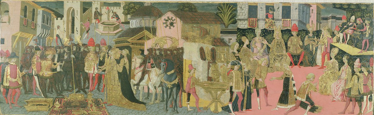 Vigselceremoni målad på cassonepanel, Florentine School, c.1430 av Italian School