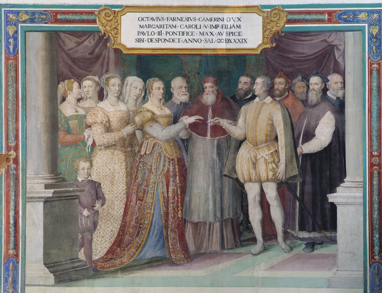 Äktenskap mellan Ottavio Farnese och Margareta av Österrike, dotter till Karl V, av påven Paul III Farnese av Italian School