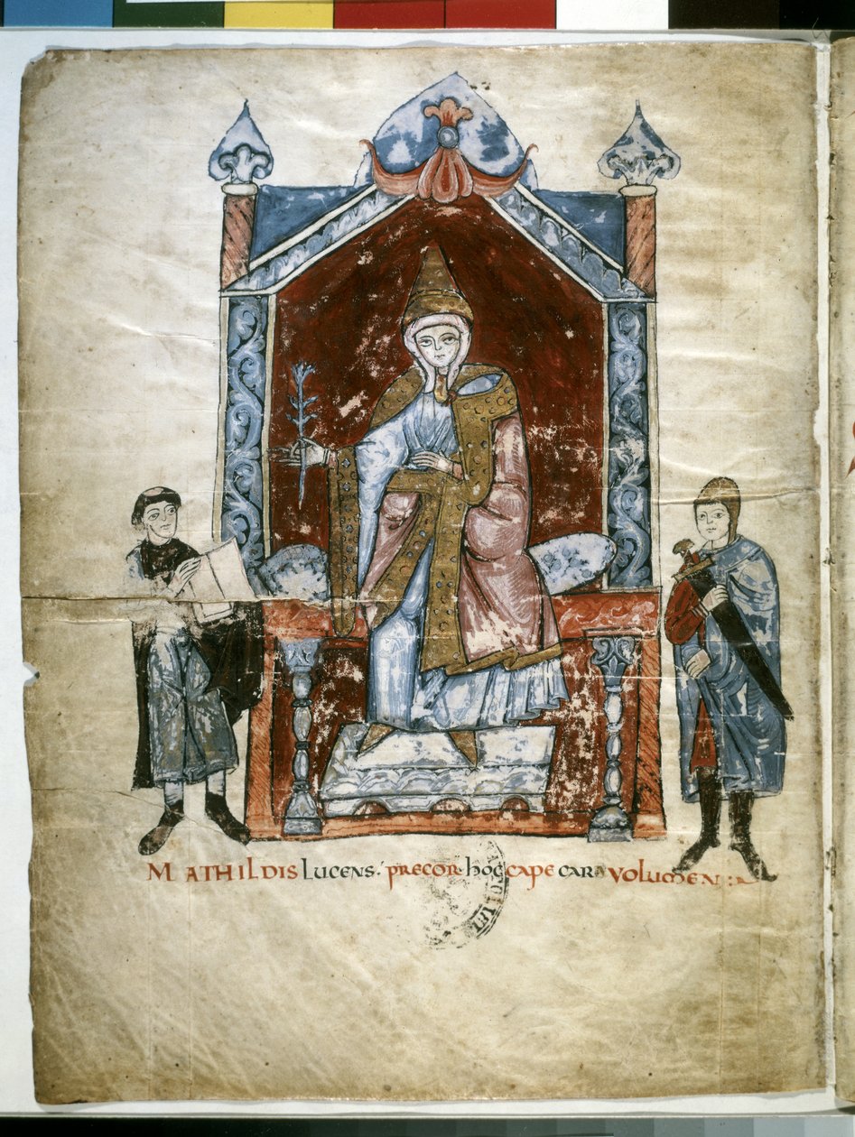 Matilda av Toscana: tronande Matilde av Canossa (miniatyr) av Italian School