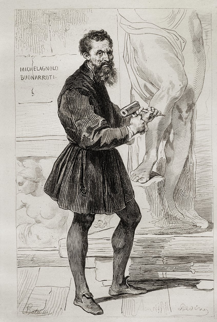 Michelangelo Buonarroti skulptör av Italian School