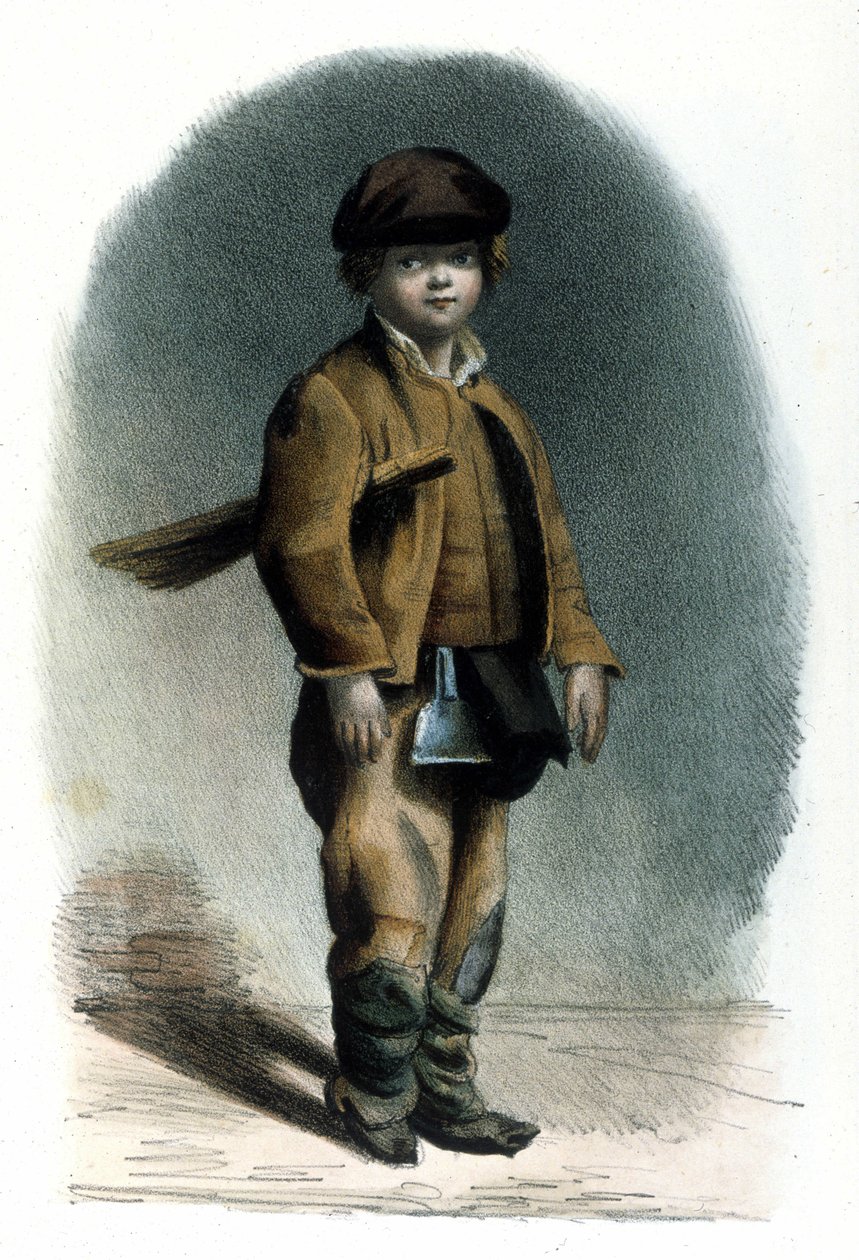Milanese Metike: En skorstensskorsten. 1830 Locano gravyr. av Italian School