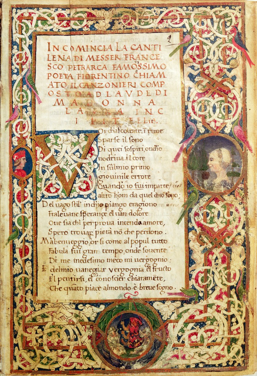 Ms.392 fol.1 Song in praise of Laure, från 