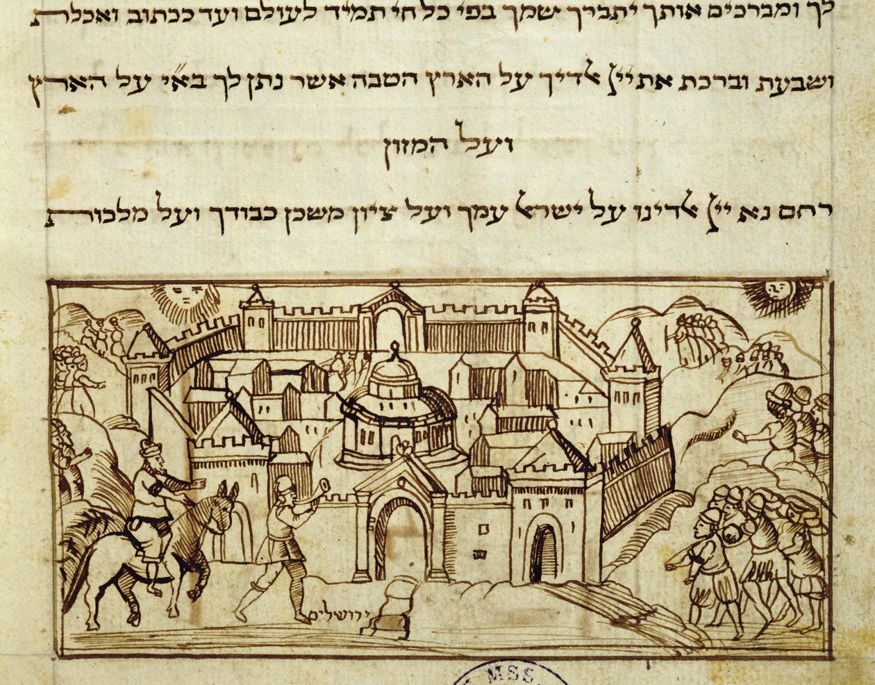 Ms.C.A.2795 Den heliga staden Jerusalem, från historien om det judiska folket av Italian School