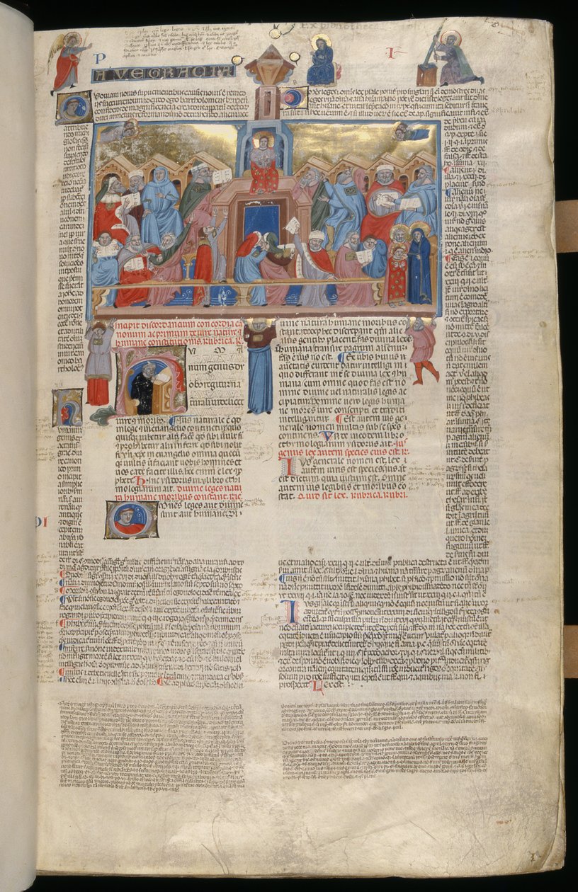 Fröken. 183, f.1r: Kristus i templet, miniatyr från Decreta cum Apparatu Ioannis Andreae Laurentii av Italian School