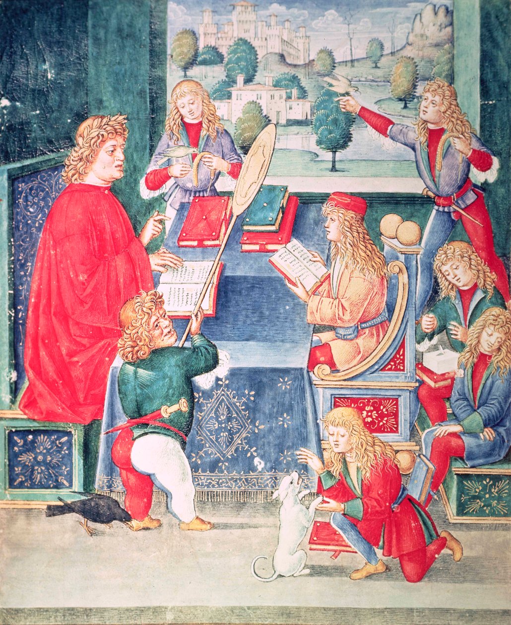 Ms 2167 f.13v Maximilian Sforza går på sina lektioner, Lombard, från 