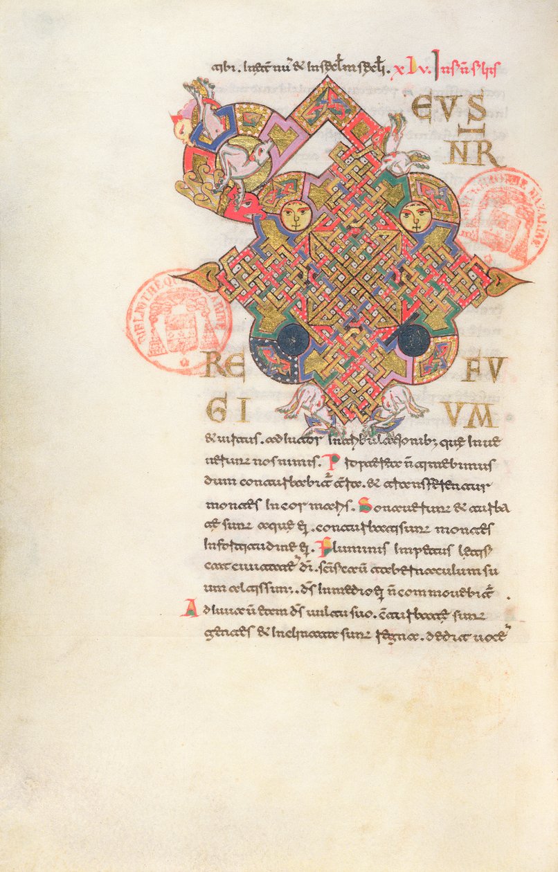 Ms 364 bokstav D (Deus) Initial från Breviary of Monte Cassino av Italian School