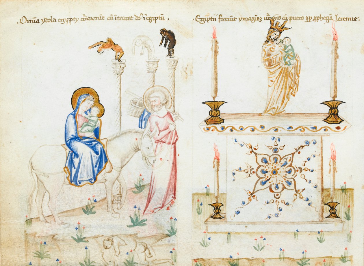 Ms 43-1950 fol.3v The Flight into Egypt, från Speculum Humanae Salvationis av Italian School