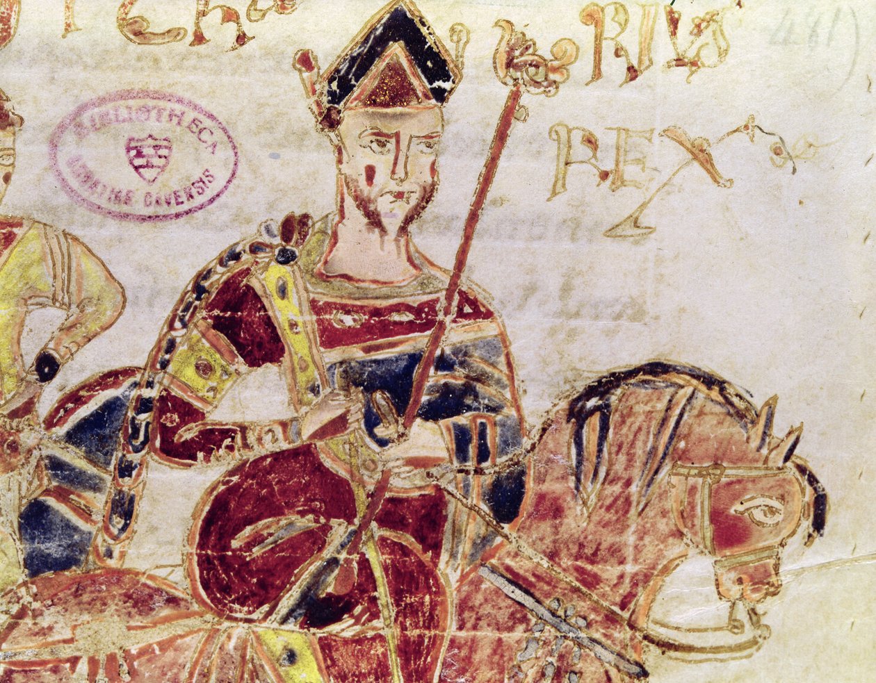 Ms 4 Lothair I (c.795-855) på sin häst av Italian School