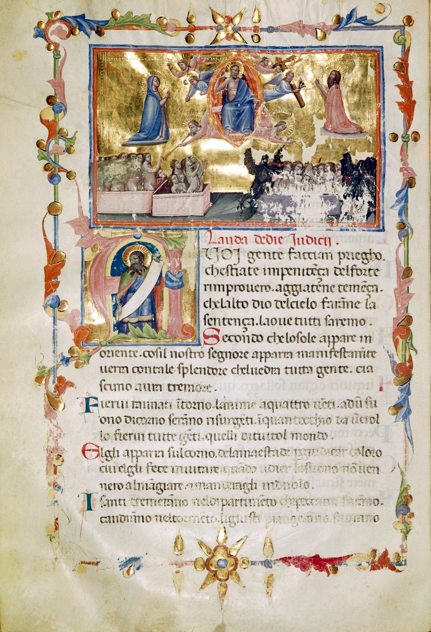 Fru B.R. 19, c. 62b, från Laudi Spirituali av Company of St Giles av Italian School