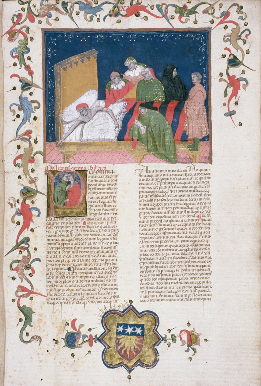 Ms Hunter 6 f.1r En man som gör sitt testamente, från 