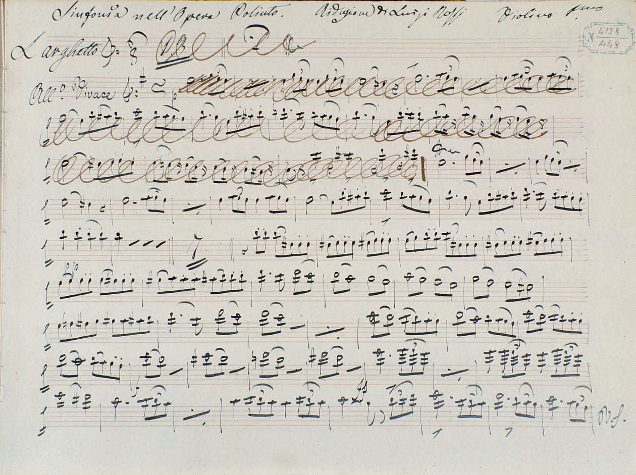 Partitur för Poliuto av Donizetti (bläck på papper) av Italian School