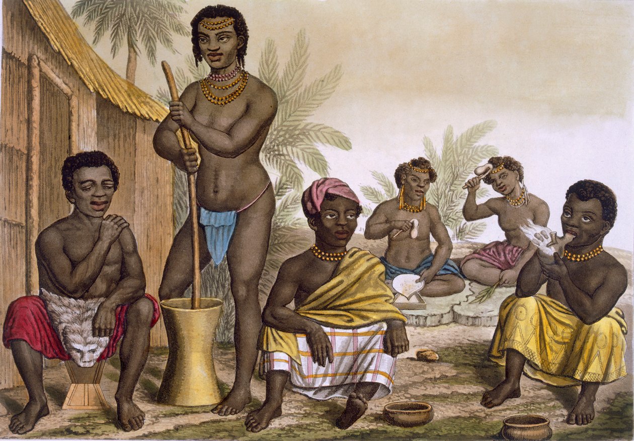 The Natives of the Muchicongo Tribe, nära Luanda, Kongo, Vol II, c1820-3 av Italian School