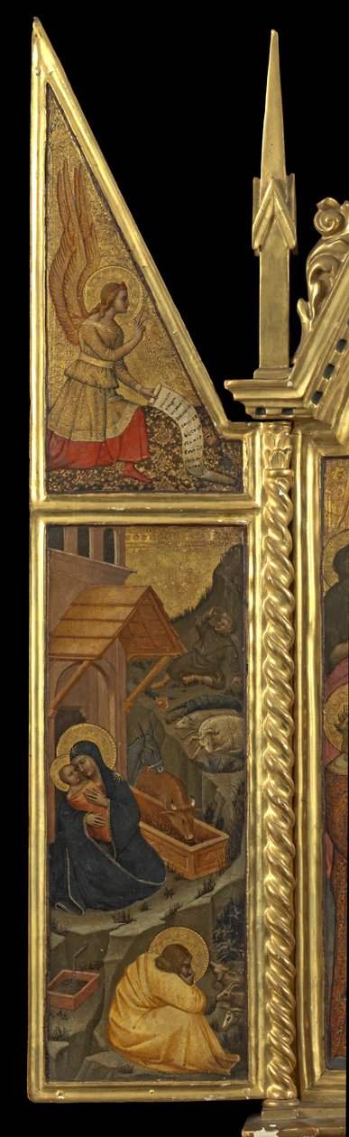 Födelse med bebådelsens ängel - ovan (vänster panel), c.1330-70 (tempera på panel) av Italian School