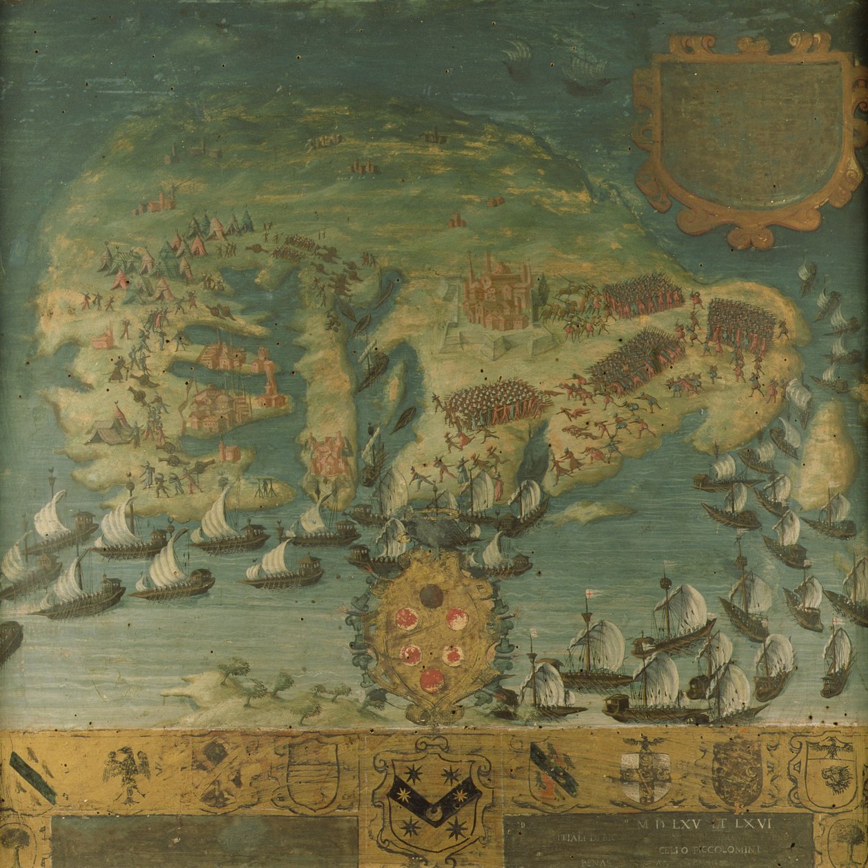 Don Garcia de Toledo sjöseger på Malta (Biccherna), 1565 av Italian School