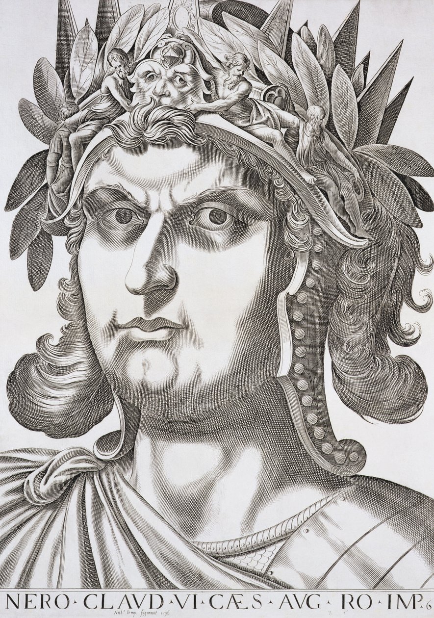 Nero Caesar (37-68 e.Kr.), 1596 av Italian School