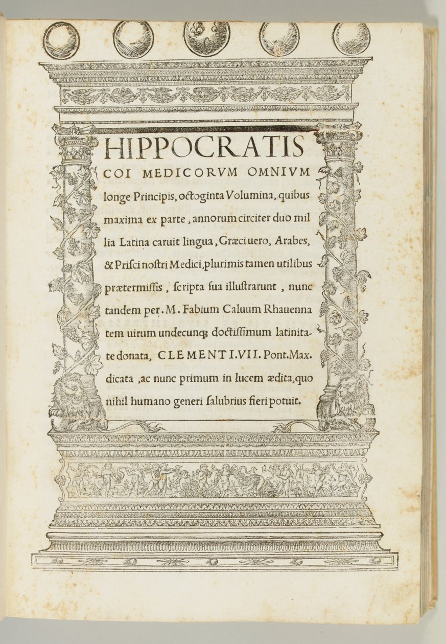Åttio volymer, den hippokratiska korpusen översatt från grekiska till latin av Marcus Fabius Calvus (ca 1440-1527), Rom: Franciscus Minutius Calvus av Italian School