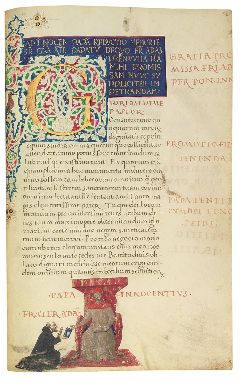 PSEUDO-ARISTOTLE, Secreta secretorum; "MARDOCHEUS IUDEUS", Epistola ad Alexandrum de cognitione veri dei; ADAM DE MONTALDO (fl. ca 1450-1495), Divinitus prolata iudicia sive premonita; Quedam alia summatim posita iudicia, Rom, ca 1490 (bläck och färg på ve av Italian School
