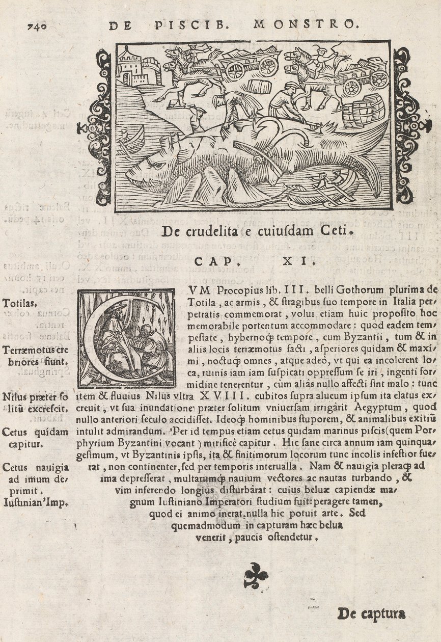 Sida 740 från Nordens historia av Magnus Olaus, Rom 1565 (tryck & gravyr) av Italian School