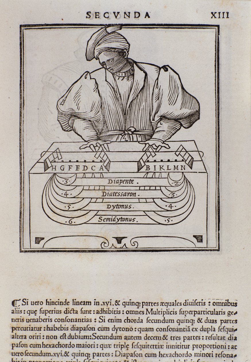 Sida från Musica theorica av Lodovico Fogliani (1475?-1542) (eller Ludovico Foliani) musikteoretiker av Italian School