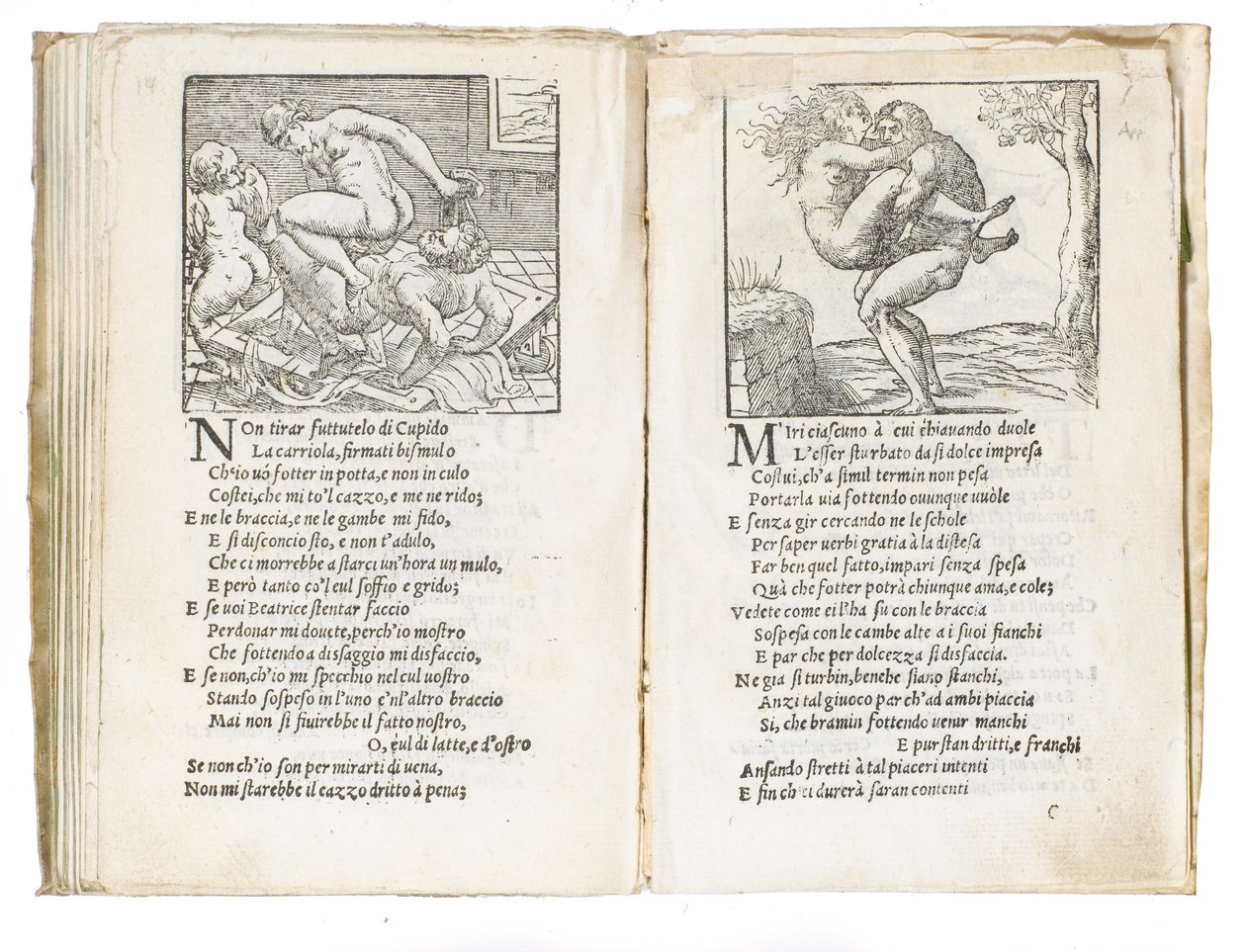 Sida från "Sonetti Lussuriosi" av Pietro Aretino, illustrerad av Giulio Romano och graverad av Marcantonio Raimondi, publicerad i Venedig, ca 1527 av Italian School