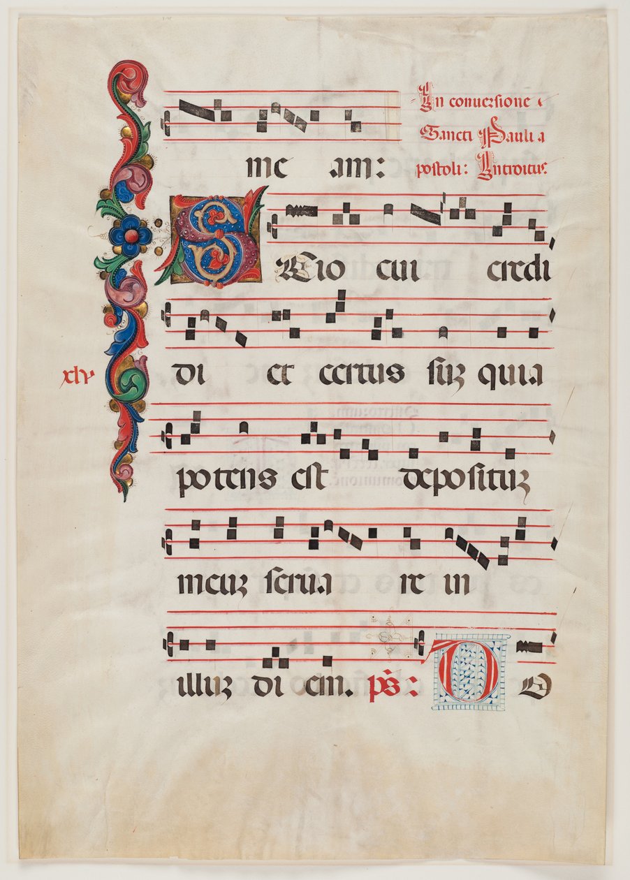 Sida ur en missal- eller körbok, norra Italien, första hälften av 1400-talet (bläck på veläng) (se även 499213) av Italian School