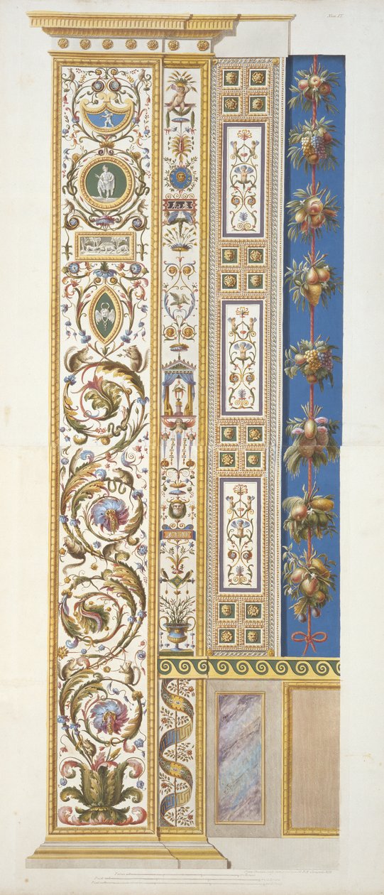 Panel från Raphael Loggia i Vatikanen, från Delle Loggie di Rafaele nel Vaticano, graverad av Giovanni Ottaviani (c.1735-1808), publicerad c.1772-77 (handfärgad gravyr) av Italian School