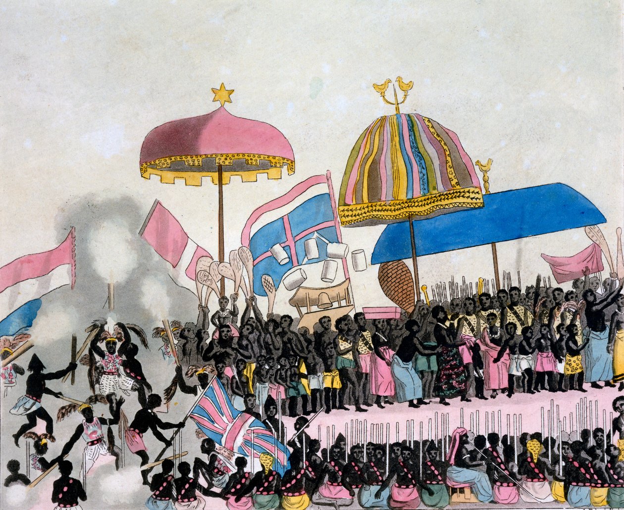 Panoramautsikt över Yam Custom, från Costumi dei... av Giulio Ferrario, ca 1820-30-talet av Italian School