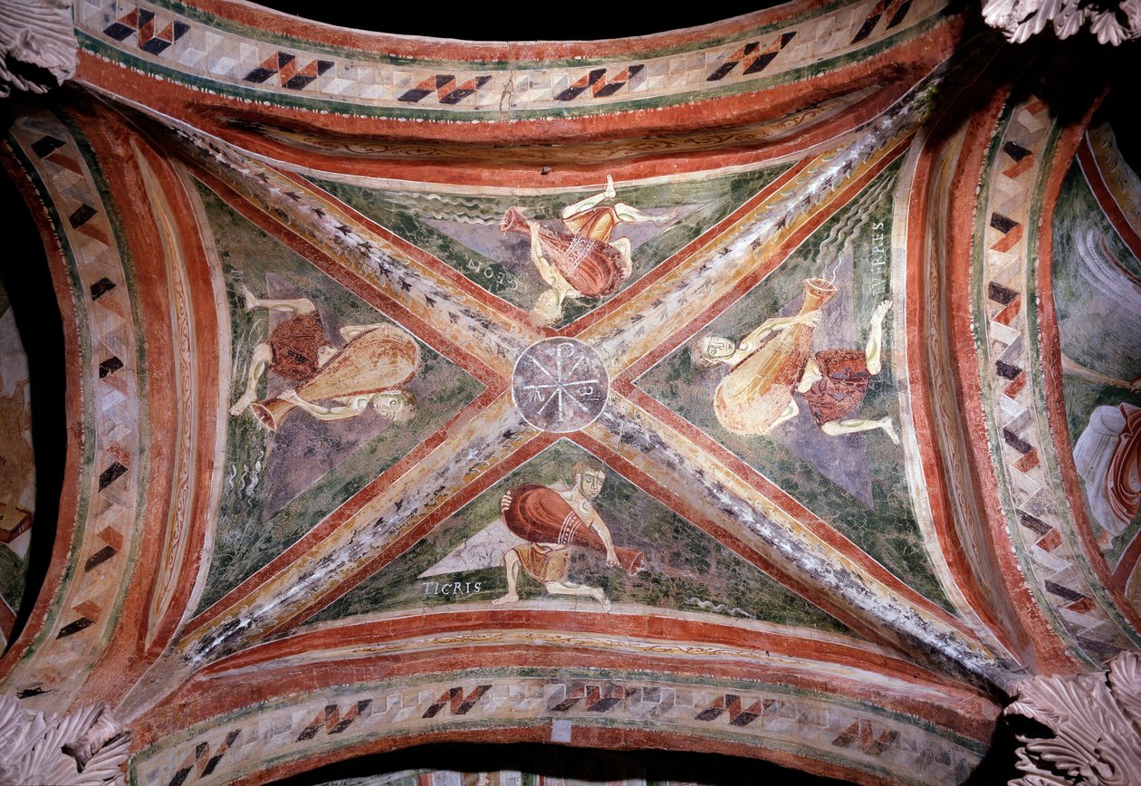 Paradisefloder - Fresco av Italian School