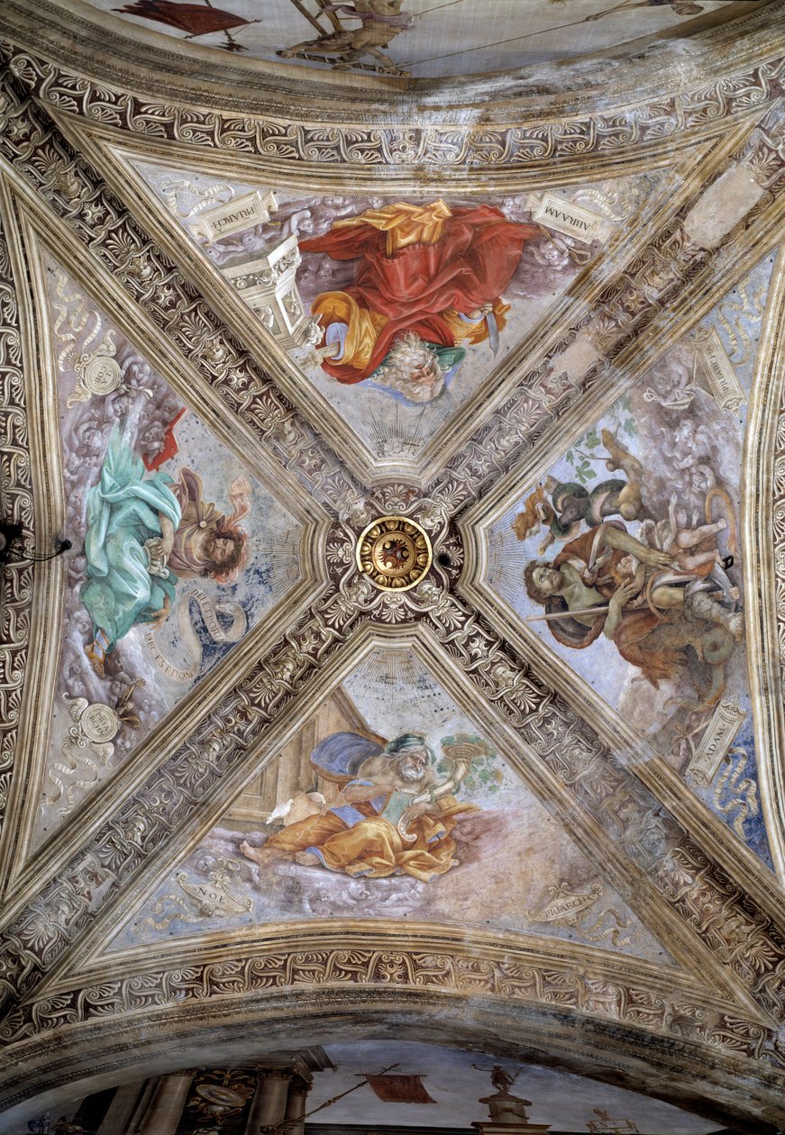 Patriarkerna Adam, Abraham, Jakob och Noa. 1300-tal, fresk av Italian School