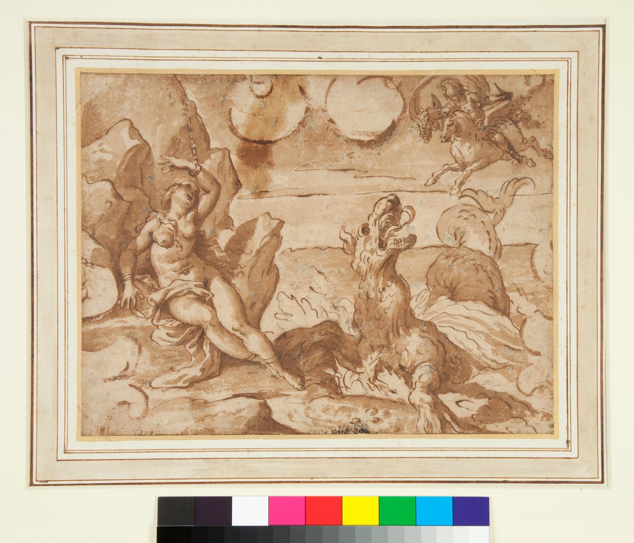 Perseus räddar Andromeda av Italian School