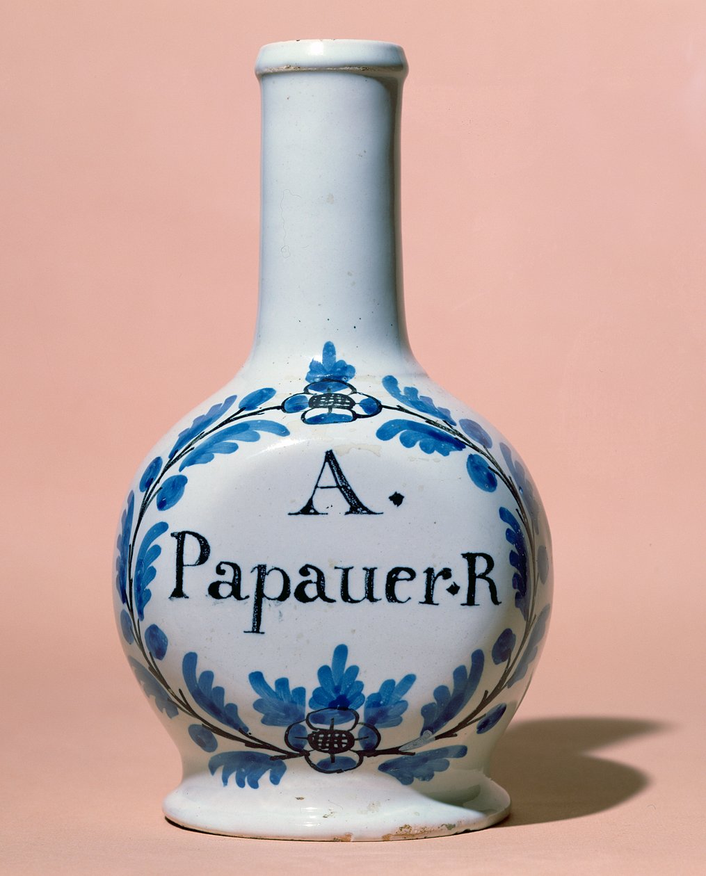Farmaceutisk burk för opiatet A. Papauer R., ca 1700 (keramik) av Italian School