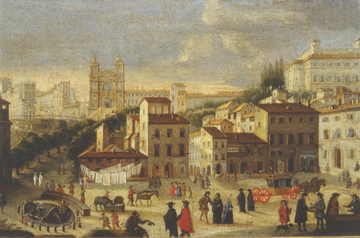 Piazza di Spagna och Trinita dei Monti av Italian School