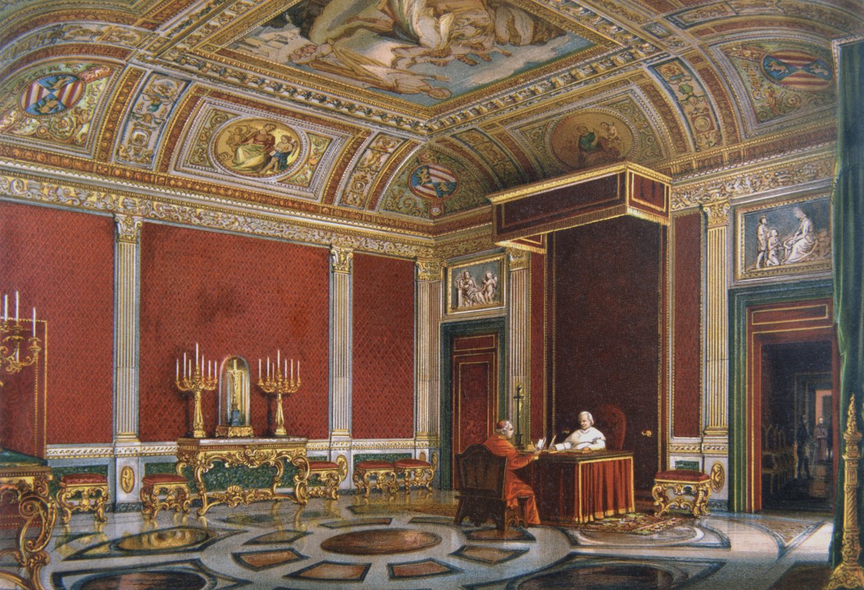 Pius IX i den påvliga publiksalen på Quirinale av Italian School