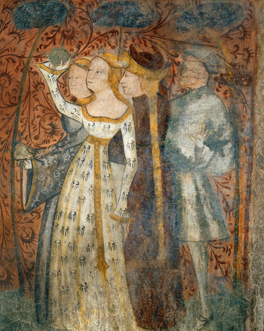 Spelar ett bollspel, detaljer från scener i en turnering och hovliv från Casa dEstate (Sommarhuset), 1388-1400 av Italian School