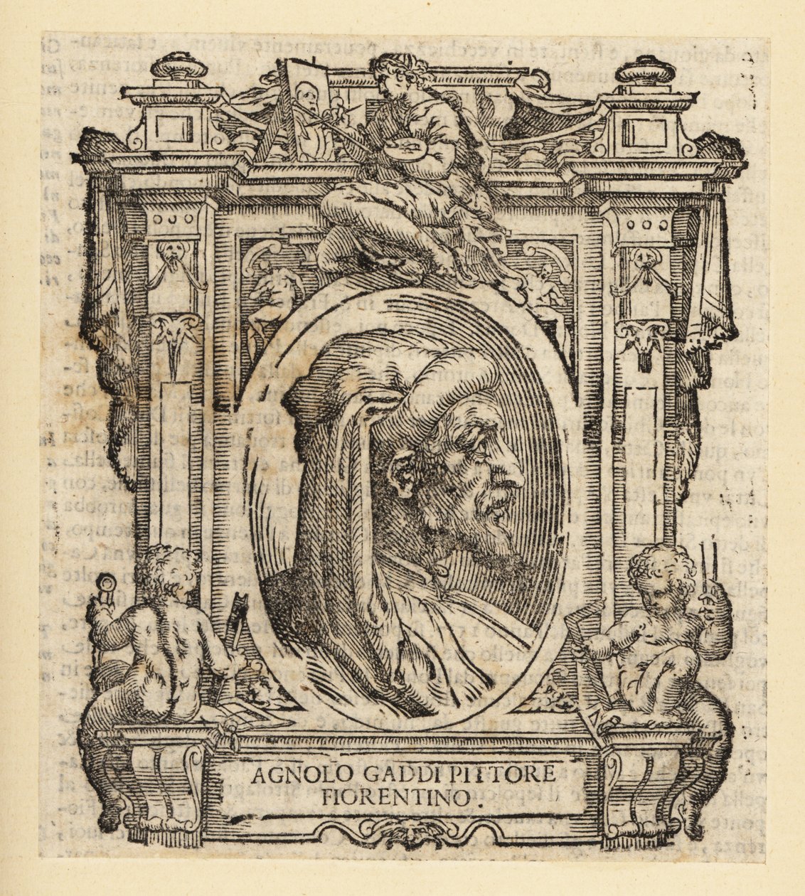 Porträtt av Agnolo Gaddi, italiensk målare från Florens, cirka 1350-1396 av Italian School