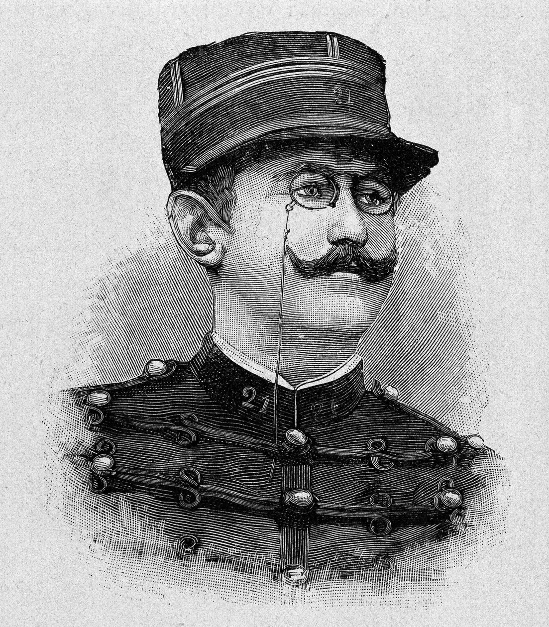 Porträtt av Alfred Dreyfus (1859 - 1935) (gravyr) av Italian School