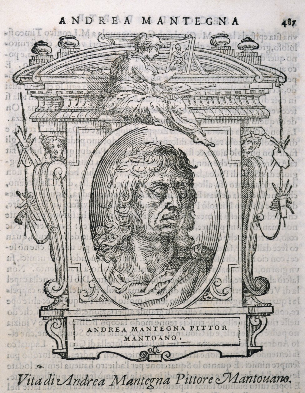 Porträtt av Andrea Mantegna (ca 1430-1506) från Vasaris Lives of the Artists, publicerad första gången 1550 av Italian School
