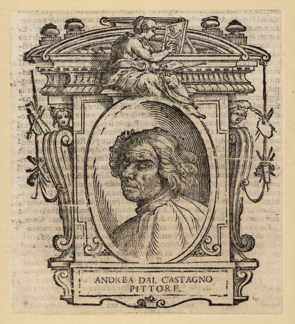 Porträtt av Andrea dal Castagno, italiensk målare från Florens, cirka 1419-1457 av Italian School