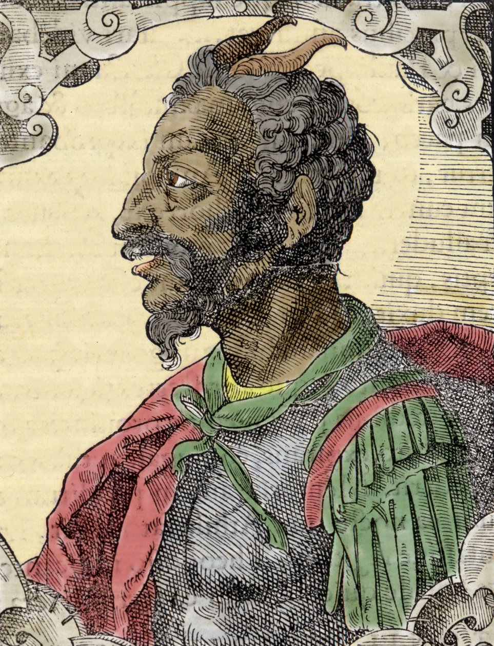 Porträtt av Attila från Bernardino Corios verk "Elogia Virorum Illustris", Milano 1500-talet. av Italian School