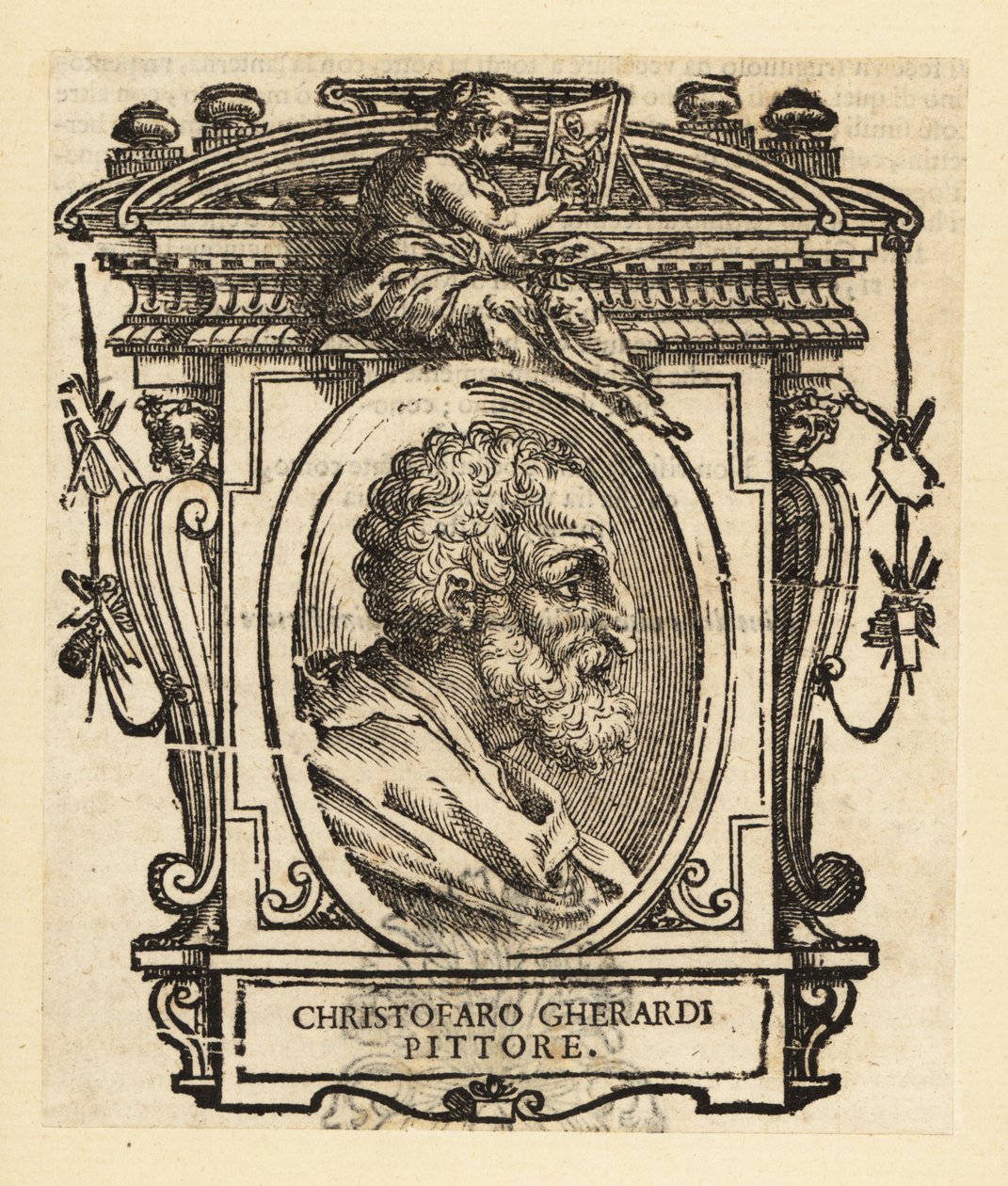 Porträtt av Cristoforo Gherardi eller Cristoforo Gherardi, även känd som il Doceno, italiensk målare från senrenässansen eller manneristperioden, verksam främst i Florens och Toscana av Italian School
