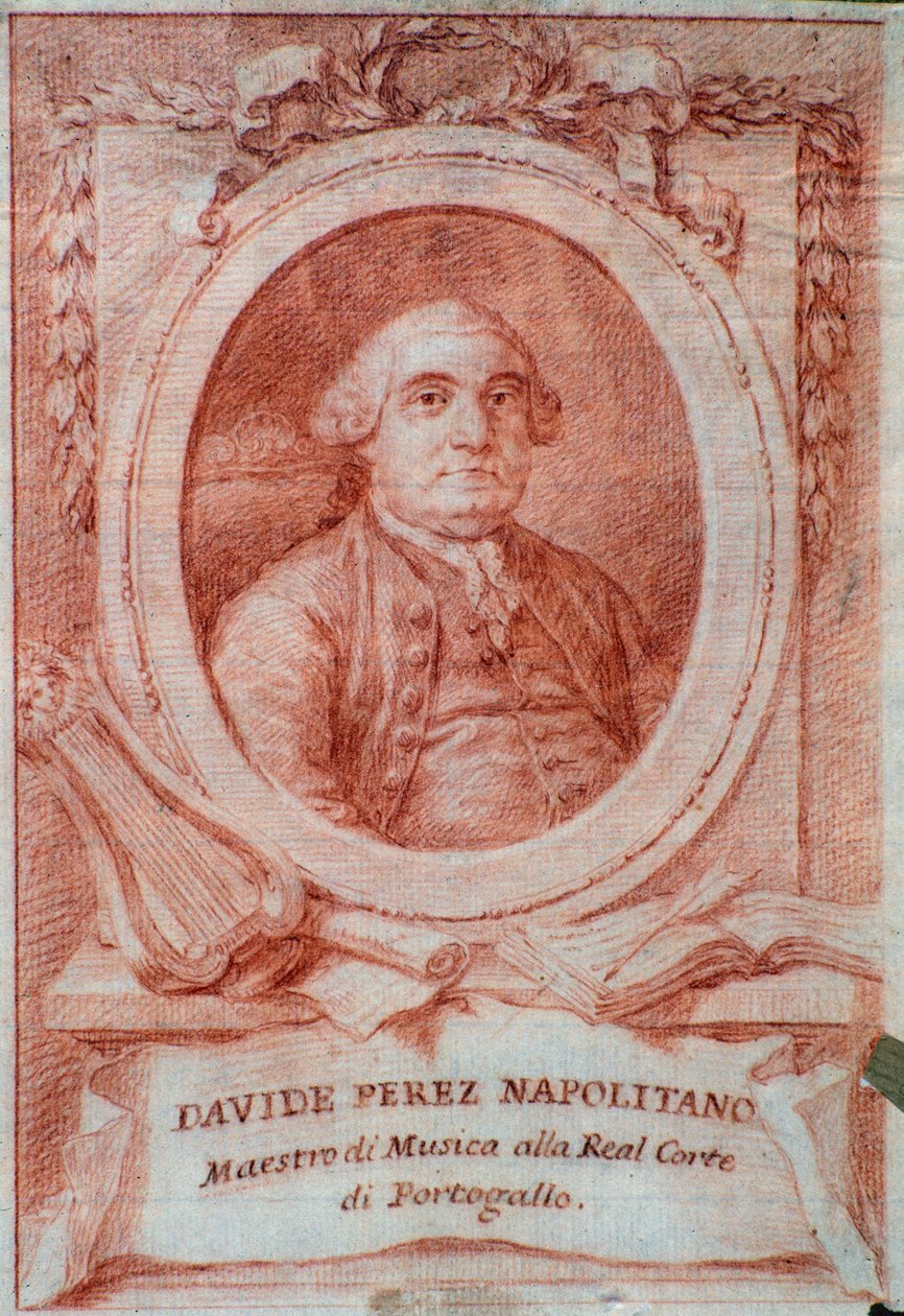 Porträtt av Davide Perez (1710-1778), italiensk kompositör. av Italian School