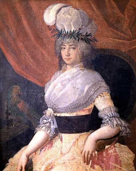 Porträtt av Elizabeth Sophie Ghibellini, ca 1750 (olja på panel) av Italian School
