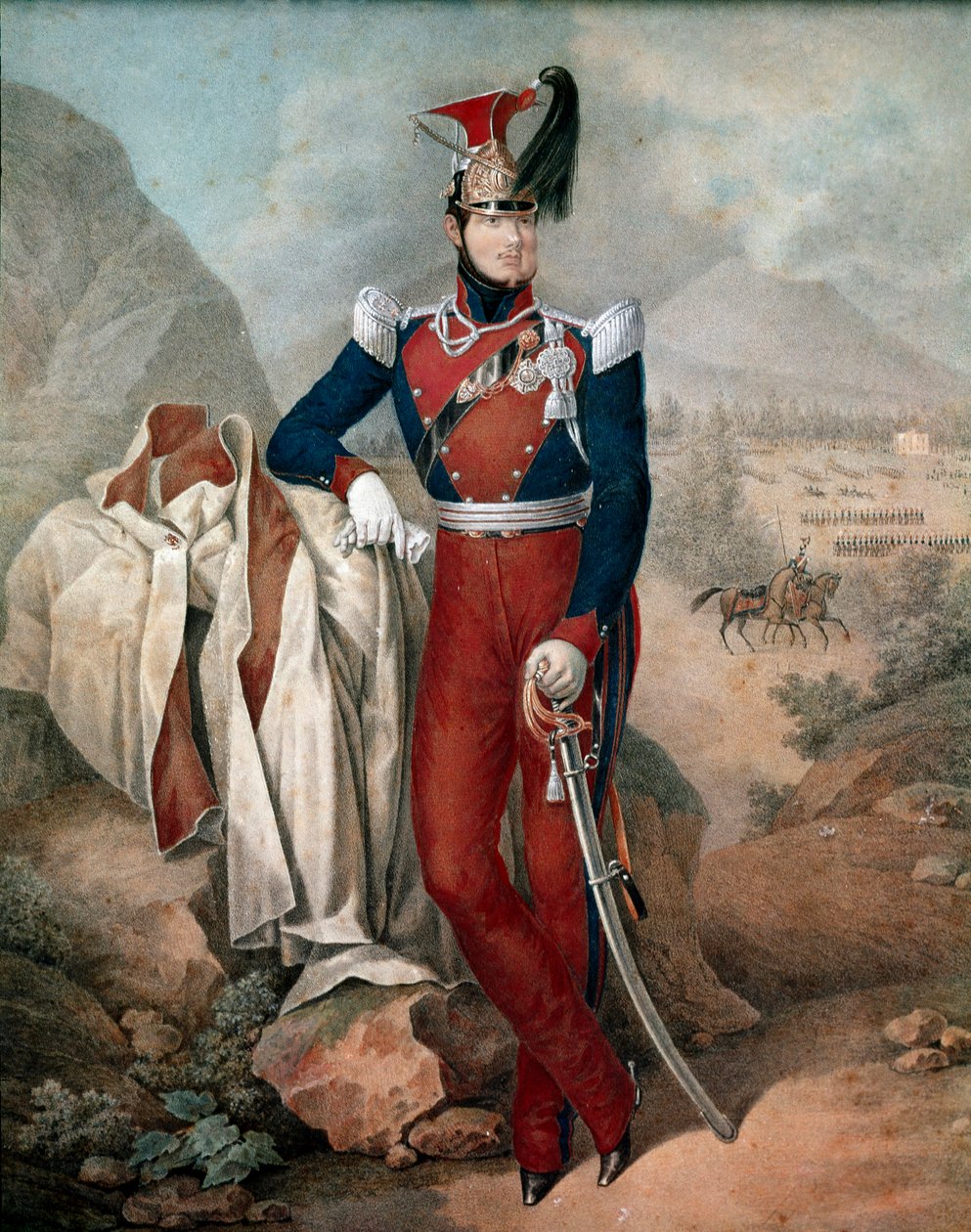 Porträtt av Ferdinand II (1810-1859), kung av de två Siciliens anonyma akvarell. 1800-talets nationalmuseum i San Martino Neapel av Italian School