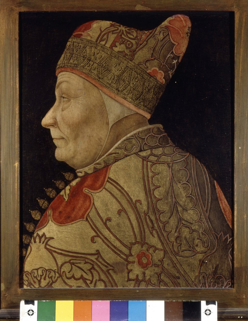 Porträtt av Francesco Foscari (1373 - 1457), doge av Venedig. Måla på trä. sd. Venedig Correr Museum av Italian School