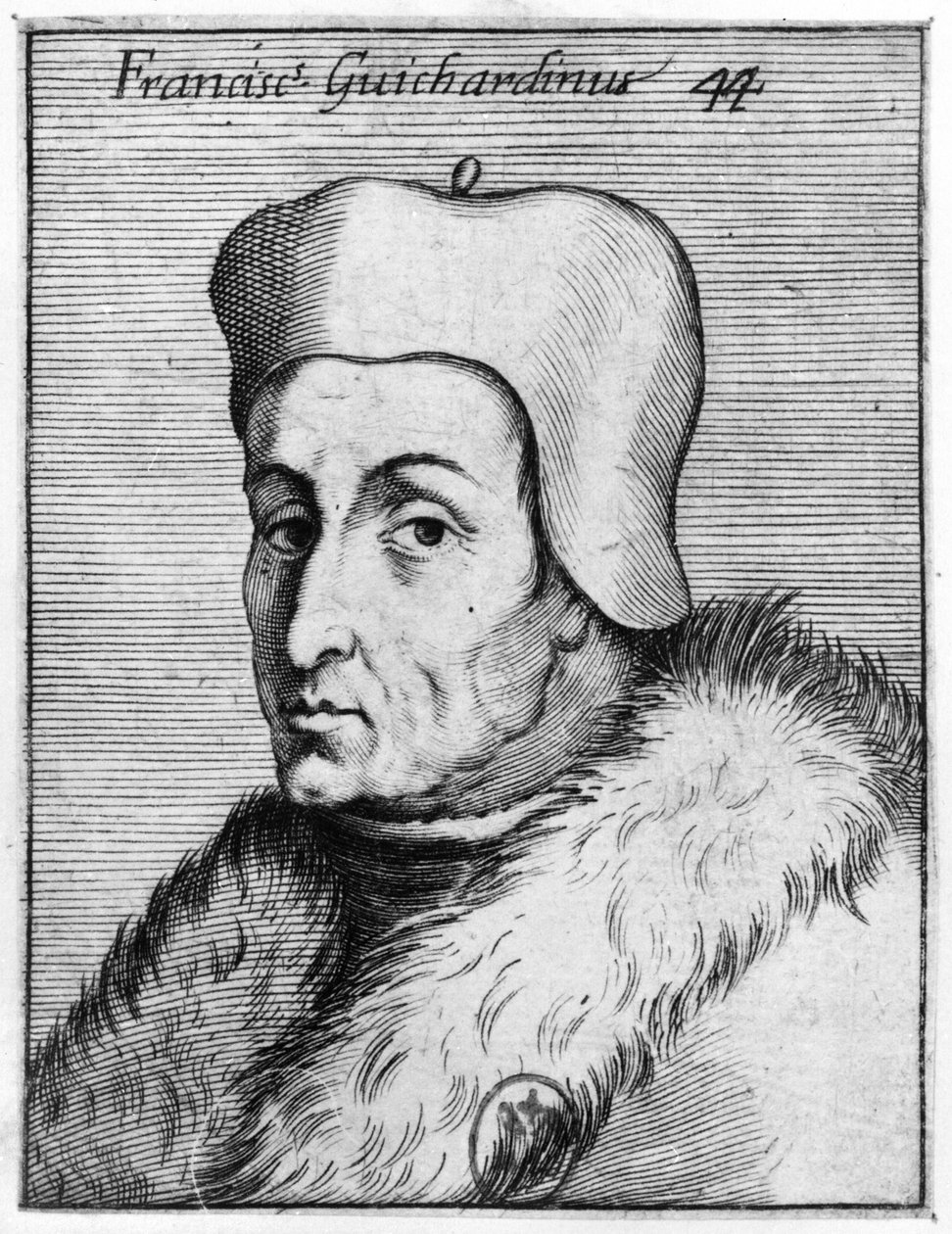 Porträtt av Francesco Guicciardini (1483-1540) (gravyr) (bw foto) av Italian School