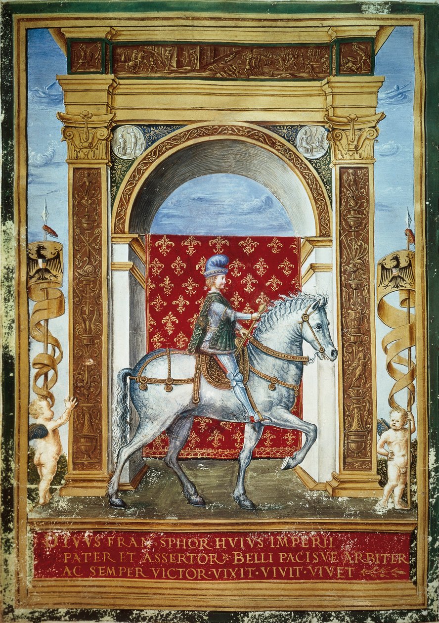 Porträtt av Francesco Sforza till häst av Italian School